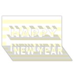 Horizontal Stripes - White and Cream Yellow Happy New Year 3D Greeting Card (8x4)