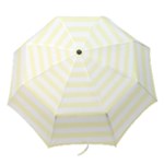 Horizontal Stripes - White and Cream Yellow Folding Umbrella