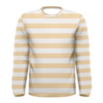 Horizontal Stripes - White and Navajo White Yellow Men s Long Sleeve T-shirt