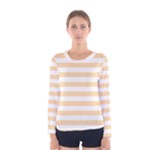 Horizontal Stripes - White and Navajo White Yellow Women s Long Sleeve T-shirt