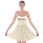 Horizontal Stripes - White and Navajo White Yellow Strapless Bra Top Dress