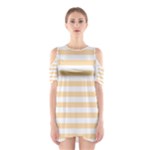 Horizontal Stripes - White and Navajo White Yellow Women s Cutout Shoulder Dress