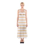Horizontal Stripes - White and Navajo White Yellow Full Print Maxi Dress