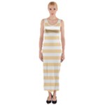 Horizontal Stripes - White and Navajo White Yellow Fitted Maxi Dress