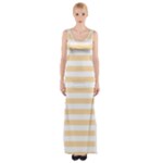 Horizontal Stripes - White and Navajo White Yellow Maxi Thigh Split Dress