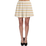 Horizontal Stripes - White and Navajo White Yellow Skater Skirt