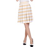 Horizontal Stripes - White and Navajo White Yellow A-Line Skirt