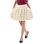 Horizontal Stripes - White and Navajo White Yellow A-Line Pocket Skirt