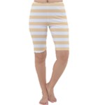 Horizontal Stripes - White and Navajo White Yellow Cropped Leggings