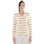 Horizontal Stripes - White and Navajo White Yellow Wind Breaker (Women)