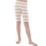 Horizontal Stripes - White and Navajo White Yellow Kid s Mid Length Swim Shorts