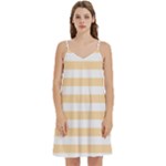 Horizontal Stripes - White and Navajo White Yellow Women s Reversible Sports Bra with Border