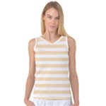 Horizontal Stripes - White and Navajo White Yellow Women s Basketball Tank Top