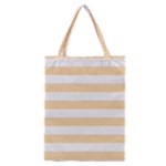 Horizontal Stripes - White and Navajo White Yellow Classic Tote Bag