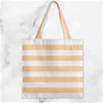 Horizontal Stripes - White and Navajo White Yellow Zipper Grocery Tote Bag