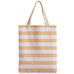 Horizontal Stripes - White and Navajo White Yellow Zipper Classic Tote Bag