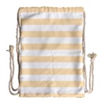 Horizontal Stripes - White and Navajo White Yellow Drawstring Bag (Large)