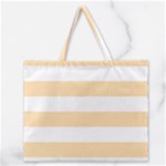 Horizontal Stripes - White and Navajo White Yellow Zipper Large Tote Bag