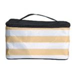 Horizontal Stripes - White and Navajo White Yellow Cosmetic Storage Case