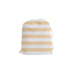 Horizontal Stripes - White and Navajo White Yellow Drawstring Pouch (S)