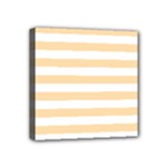 Horizontal Stripes - White and Navajo White Yellow Mini Canvas 4  x 4  (Stretched)