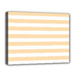 Horizontal Stripes - White and Navajo White Yellow Canvas 14  x 11  (Stretched)
