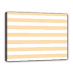 Horizontal Stripes - White and Navajo White Yellow Canvas 16  x 12  (Stretched)