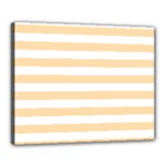 Horizontal Stripes - White and Navajo White Yellow Canvas 20  x 16  (Stretched)