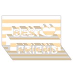 Horizontal Stripes - White and Navajo White Yellow Best Friends 3D Greeting Card (8x4)