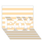 Horizontal Stripes - White and Navajo White Yellow BOY 3D Greeting Card (7x5)