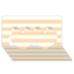 Horizontal Stripes - White and Navajo White Yellow Twin Hearts 3D Greeting Card (8x4)
