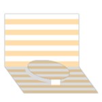 Horizontal Stripes - White and Navajo White Yellow Circle Bottom 3D Greeting Card (7x5)