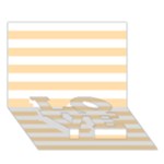 Horizontal Stripes - White and Navajo White Yellow LOVE Bottom 3D Greeting Card (7x5)
