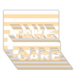 Horizontal Stripes - White and Navajo White Yellow TAKE CARE 3D Greeting Card (7x5)