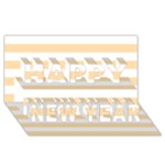 Horizontal Stripes - White and Navajo White Yellow Happy New Year 3D Greeting Card (8x4)