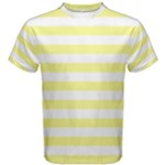 Horizontal Stripes - White and Pastel Yellow Men s Cotton Tee