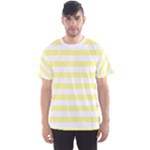 Horizontal Stripes - White and Pastel Yellow Men s Sport Mesh Tee