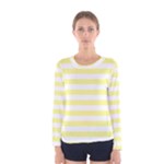 Horizontal Stripes - White and Pastel Yellow Women s Long Sleeve T-shirt
