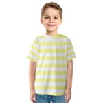 Horizontal Stripes - White and Pastel Yellow Kid s Sport Mesh Tee