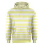 Horizontal Stripes - White and Pastel Yellow Men s Pullover Hoodie