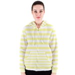 Horizontal Stripes - White and Pastel Yellow Women s Zipper Hoodie
