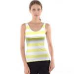 Horizontal Stripes - White and Pastel Yellow Tank Top