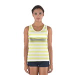 Horizontal Stripes - White and Pastel Yellow Women s Sport Tank Top
