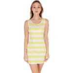 Horizontal Stripes - White and Pastel Yellow Bodycon Dress