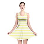 Horizontal Stripes - White and Pastel Yellow Reversible Skater Dress
