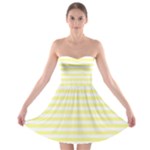 Horizontal Stripes - White and Pastel Yellow Strapless Bra Top Dress