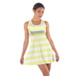 Horizontal Stripes - White and Pastel Yellow Cotton Racerback Dress