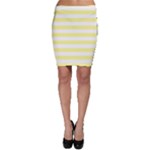 Horizontal Stripes - White and Pastel Yellow Bodycon Skirt