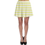 Horizontal Stripes - White and Pastel Yellow Skater Skirt