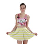 Horizontal Stripes - White and Pastel Yellow Mini Skirt
